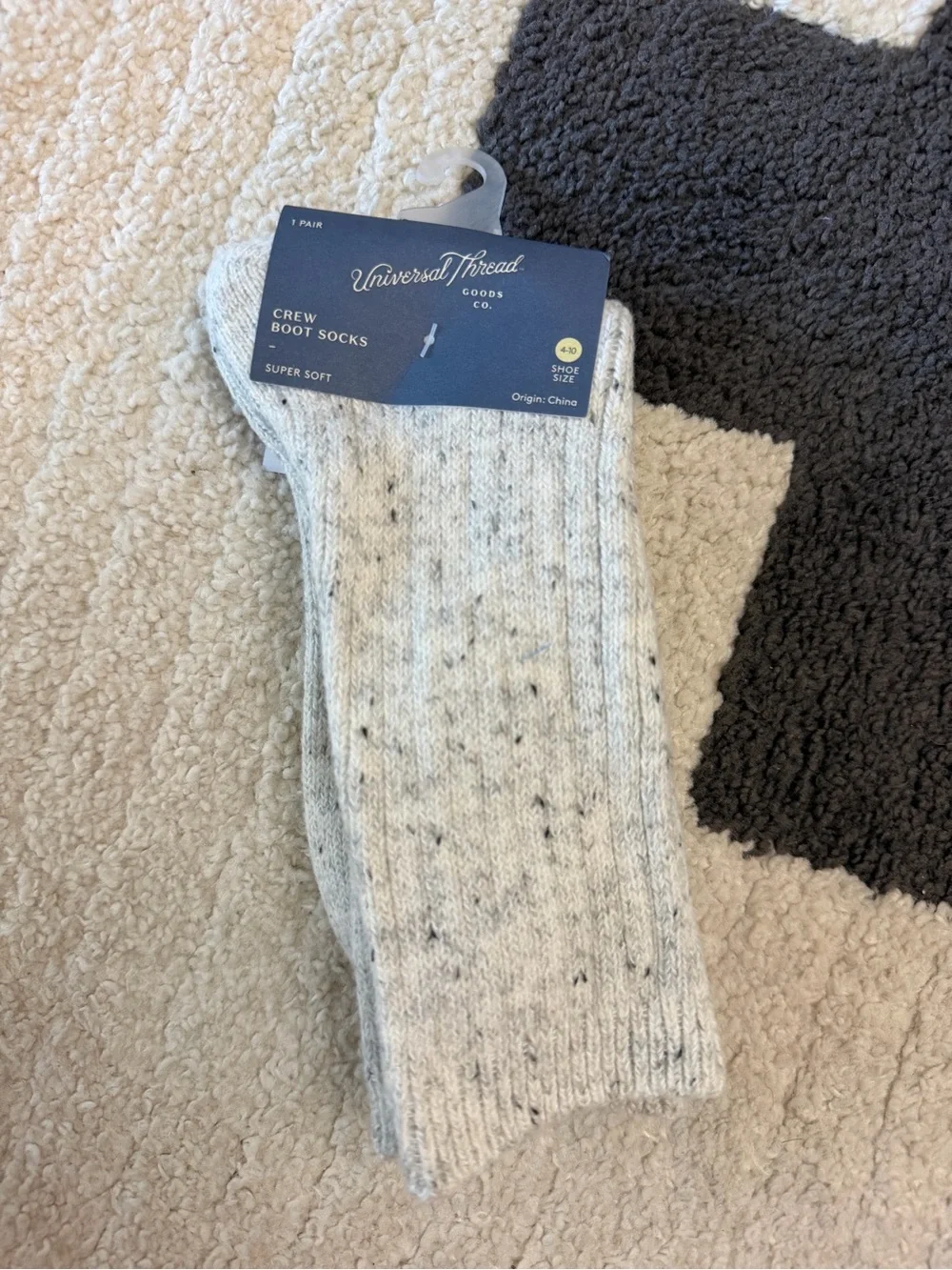 Universal Thread Cream Speckled Crew Boot Socks